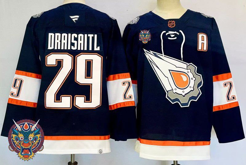 Men Edmonton Oilers #29 Draisaitl Drak Blue Fanatics 2025 NHL Jersey style 4